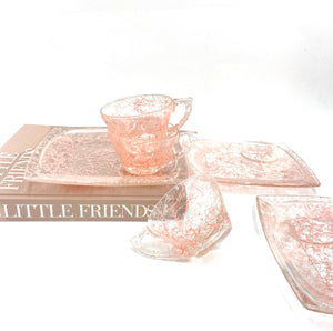 Pink splatter tea set