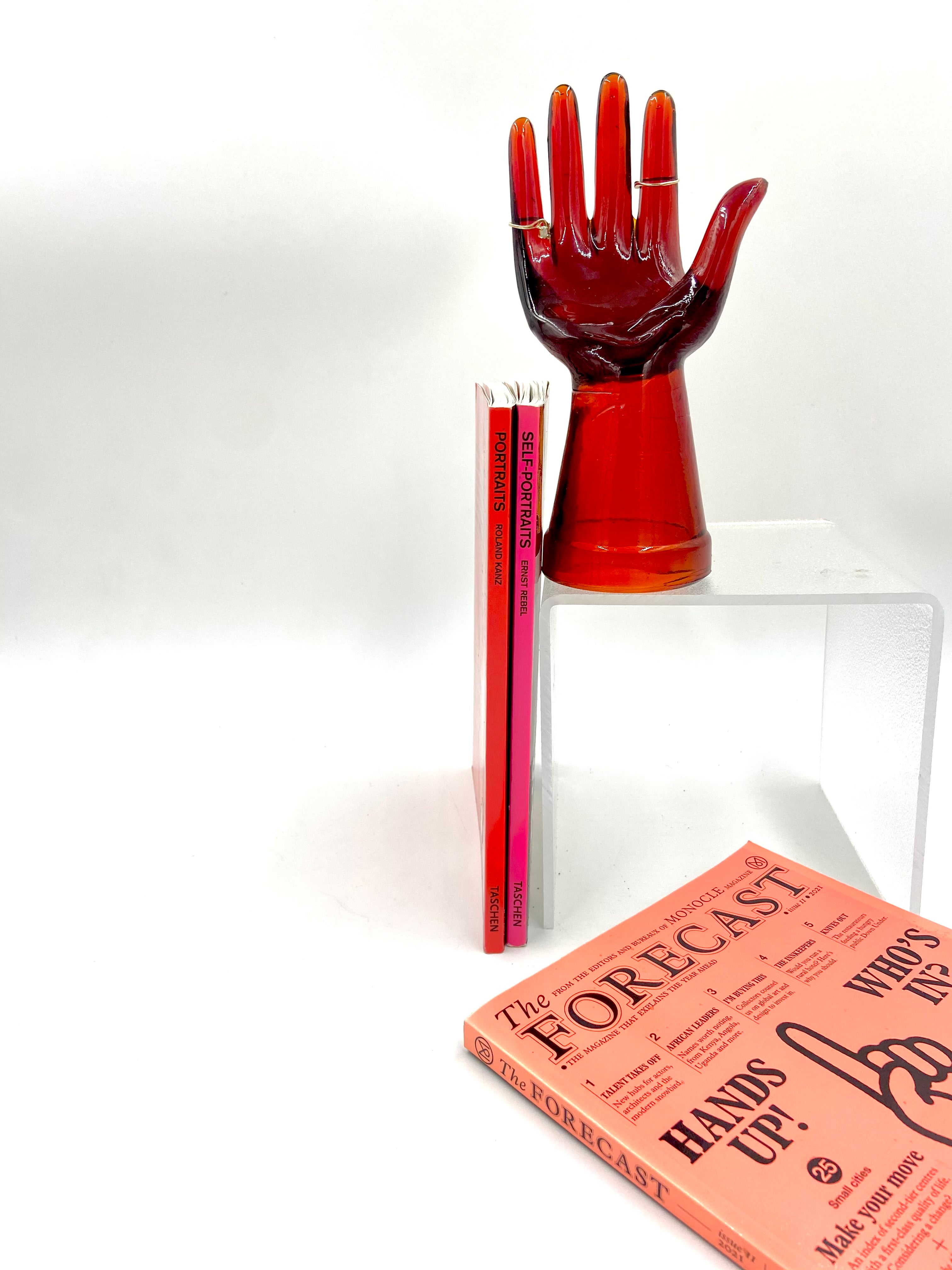 Red glass hand
