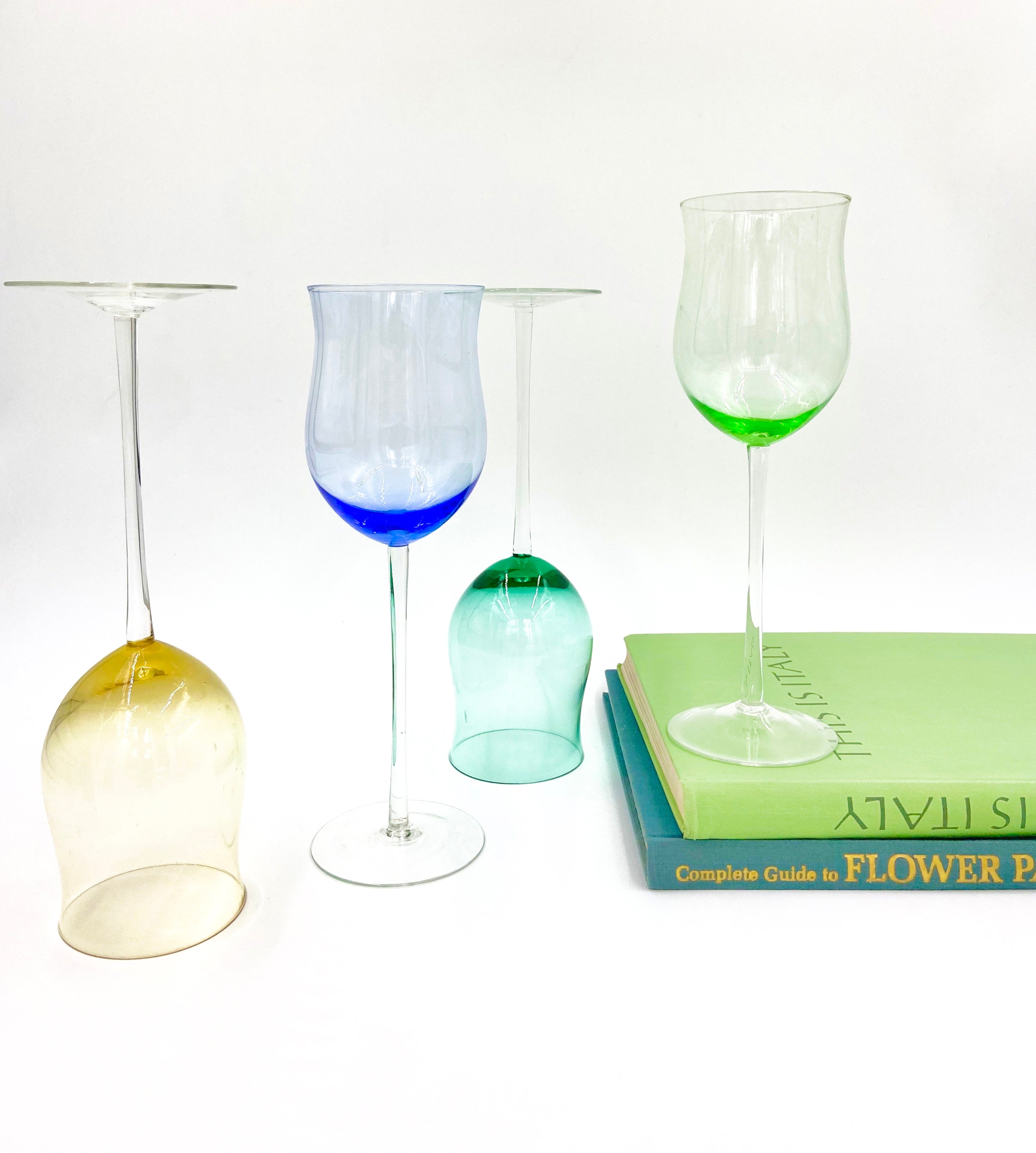 Set of 4 Multi Long-Stemmed Wine Glasses